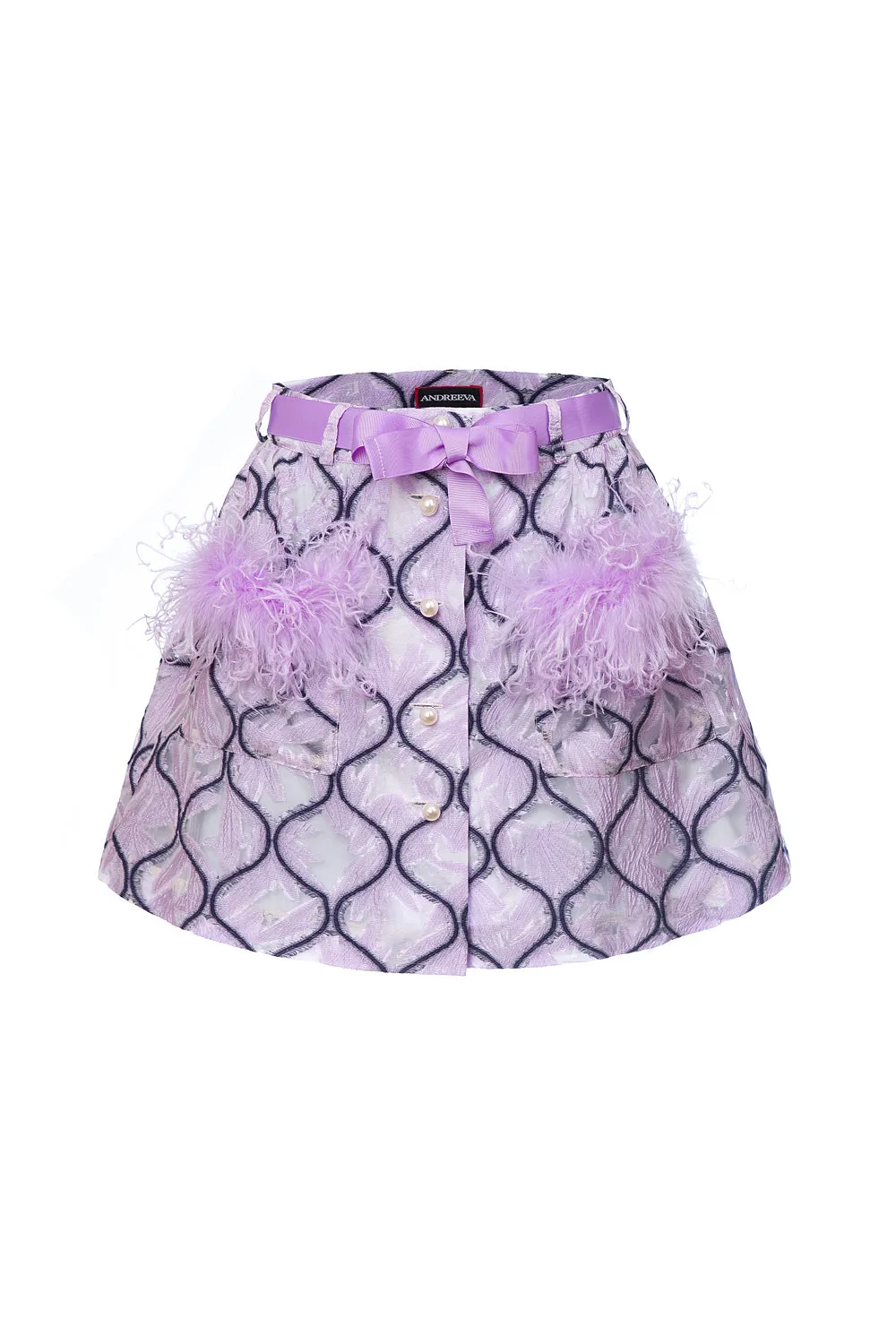 Lavender Skirt With Feathers Details