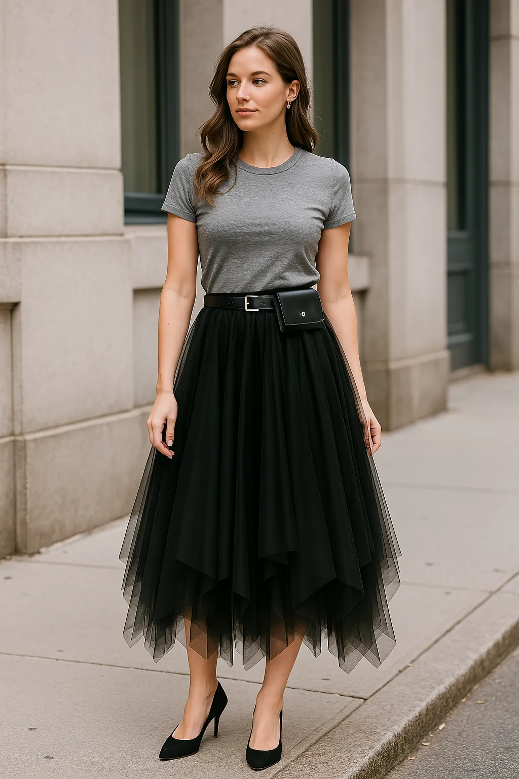 Layered Irregular Tulle Maxi Skirt with Elastic Waist