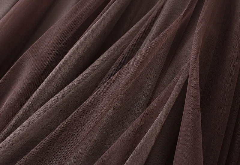Layered Irregular Tulle Maxi Skirt with Elastic Waist