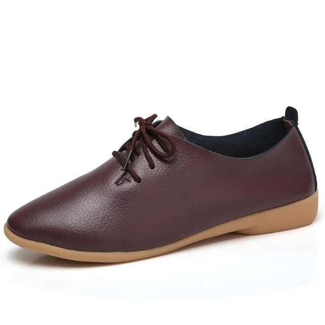 Leather Shoes Women Flats Fashion Soft Causal Moccasins Women Shoes