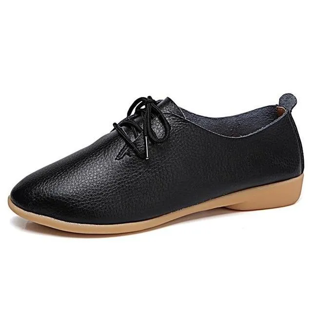 Leather Shoes Women Flats Fashion Soft Causal Moccasins Women Shoes