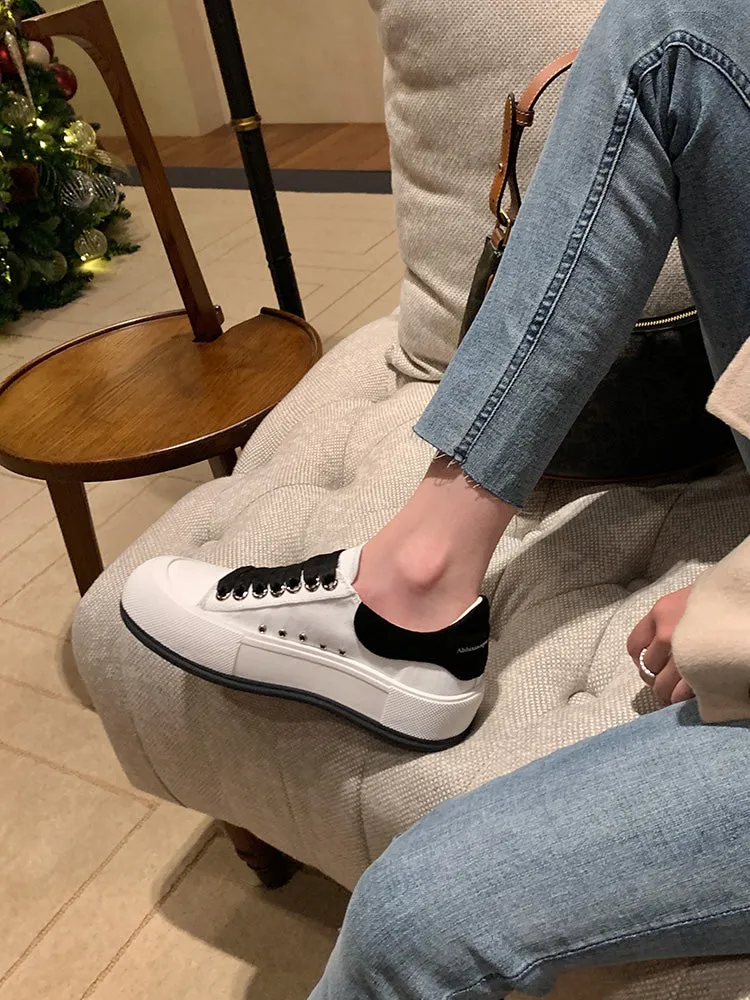 Älexandèr McQüeen Casual All-Match White Shoes Women’s Canvas Designer Shoes