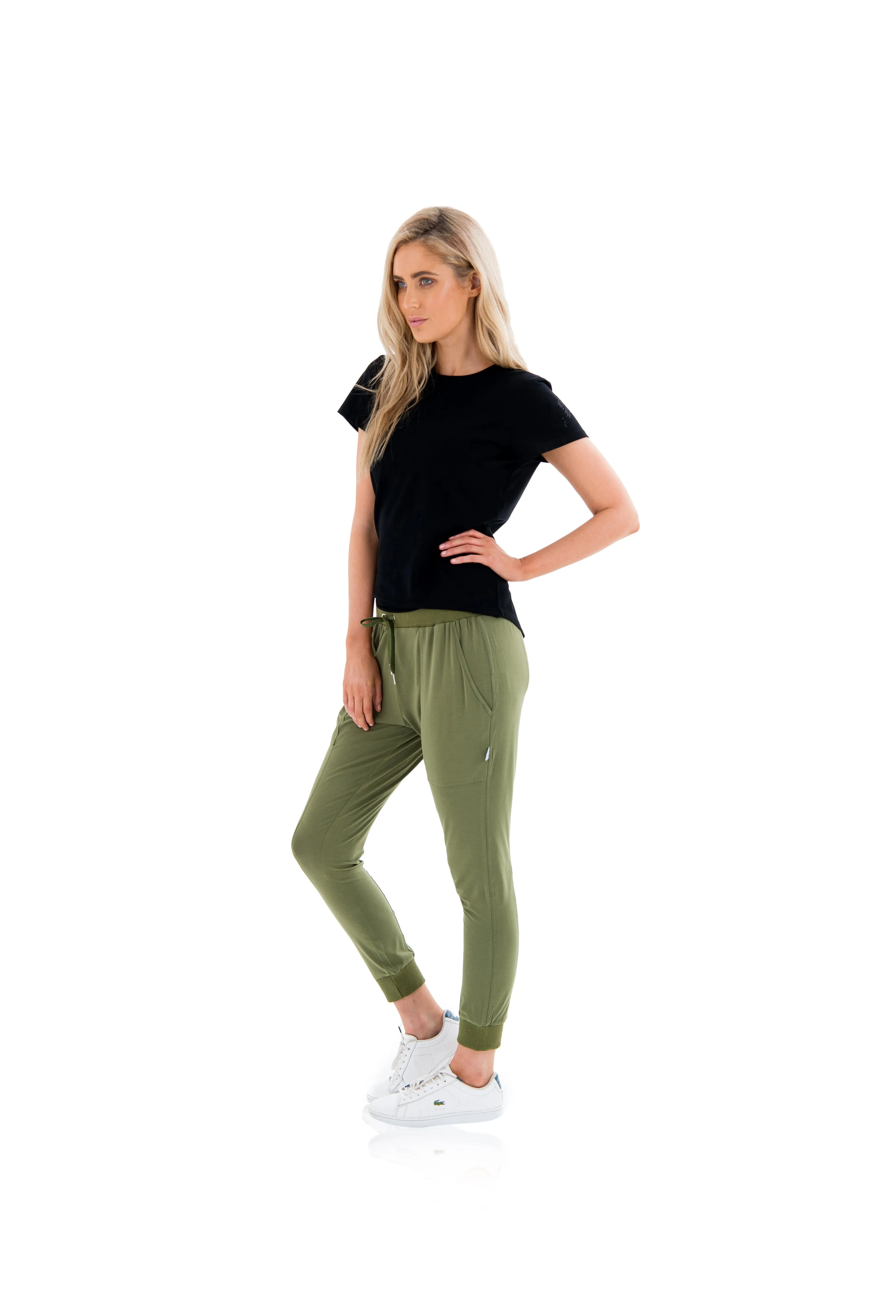 LILLY LOUNGE CAPRI PANT - ARMY GREEN