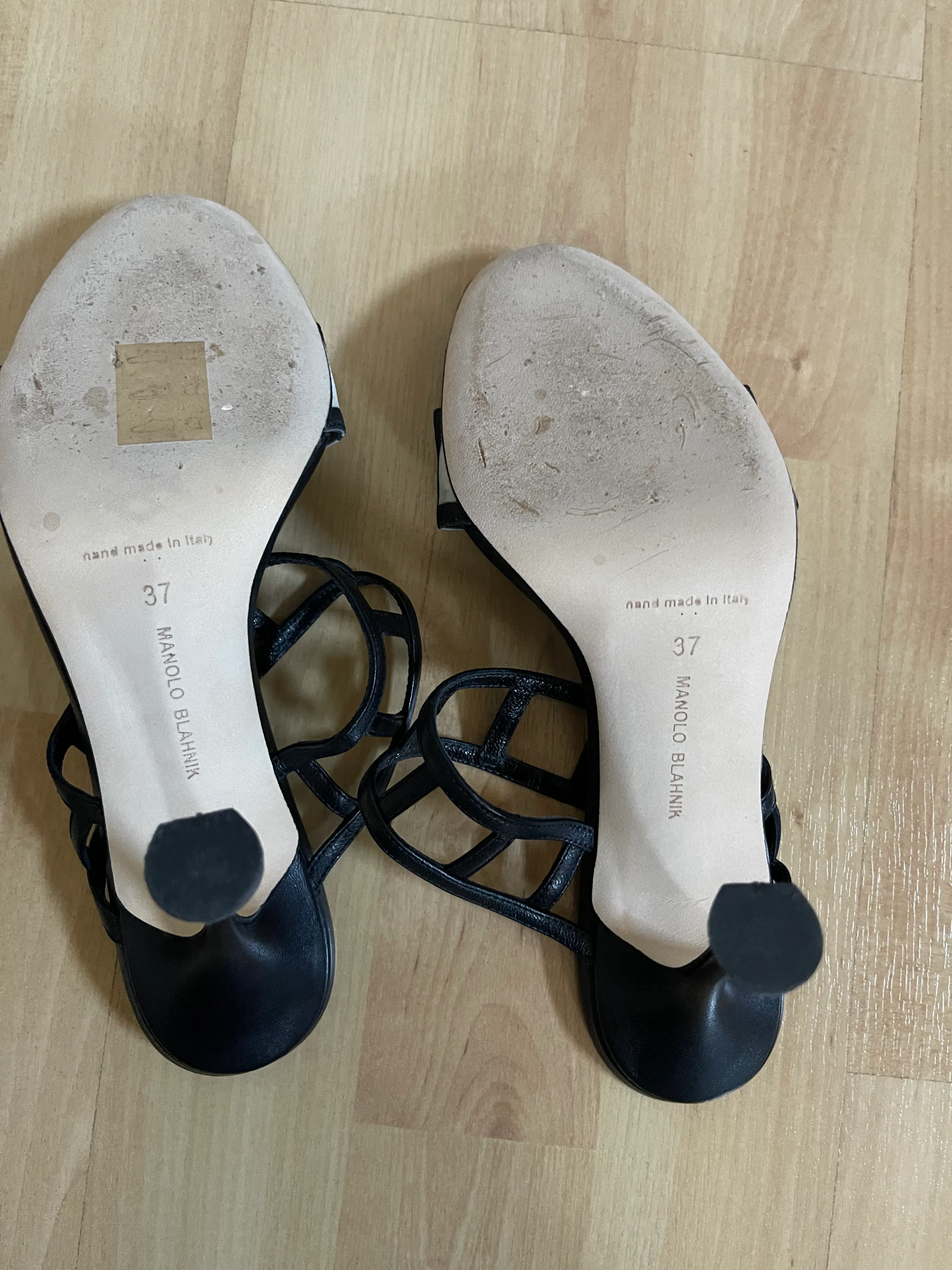 Manolo Blahnik Black and White Strappy Sandals