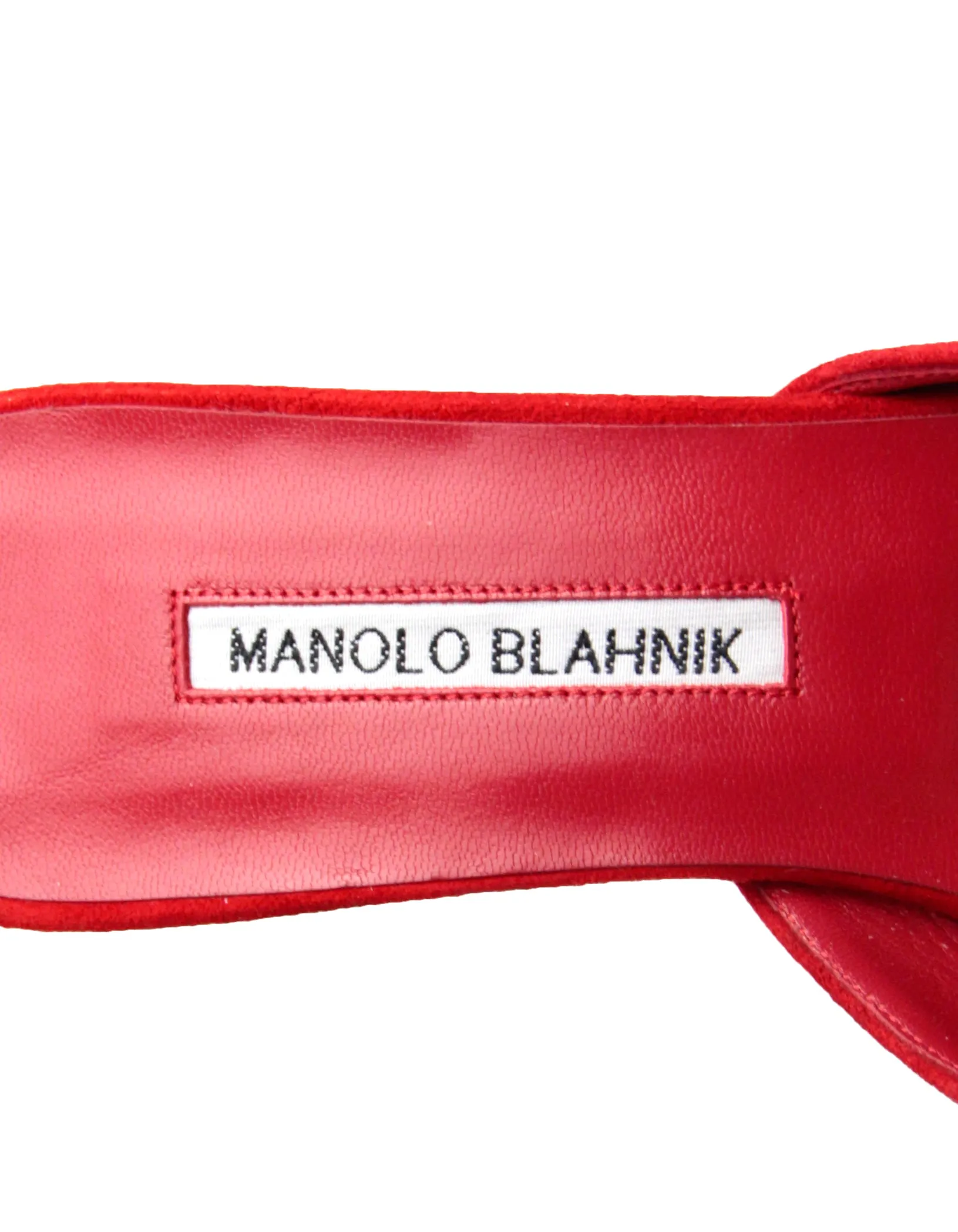 Manolo Blahnik NEW Red Suede Maysale Crystal Buckle Mules sz 39.5