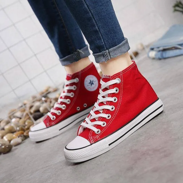 Men Canvas Sneakers Lovers Comfortable Shoes Flats Casual Red White Black Blue Breathable Walking shoes