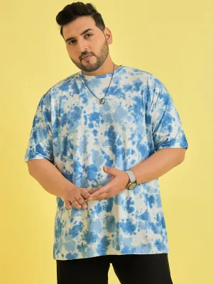 Men Plus Size Novation Sky blue Printed Round Neck Tshirt