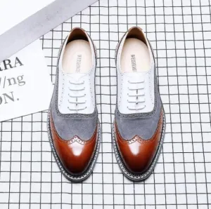 Men Vintage Casual Leather Brogue Shoes Lace Up Casual Shoes Dress Shoes Brogue Shoes Spring  Classic Male Casual F108