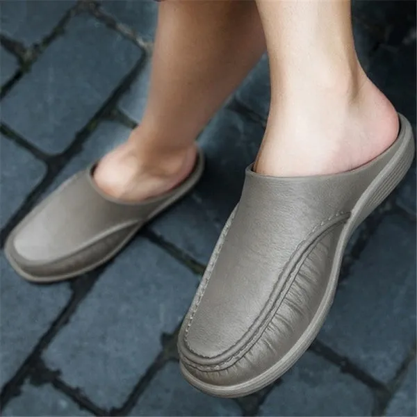Men's Fashion Non-slip Leather Slippers Casual Slippers Outdoor Shoes