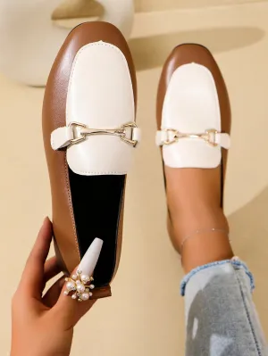 Metallic Buckle Casual Shallow-Mouth Flats