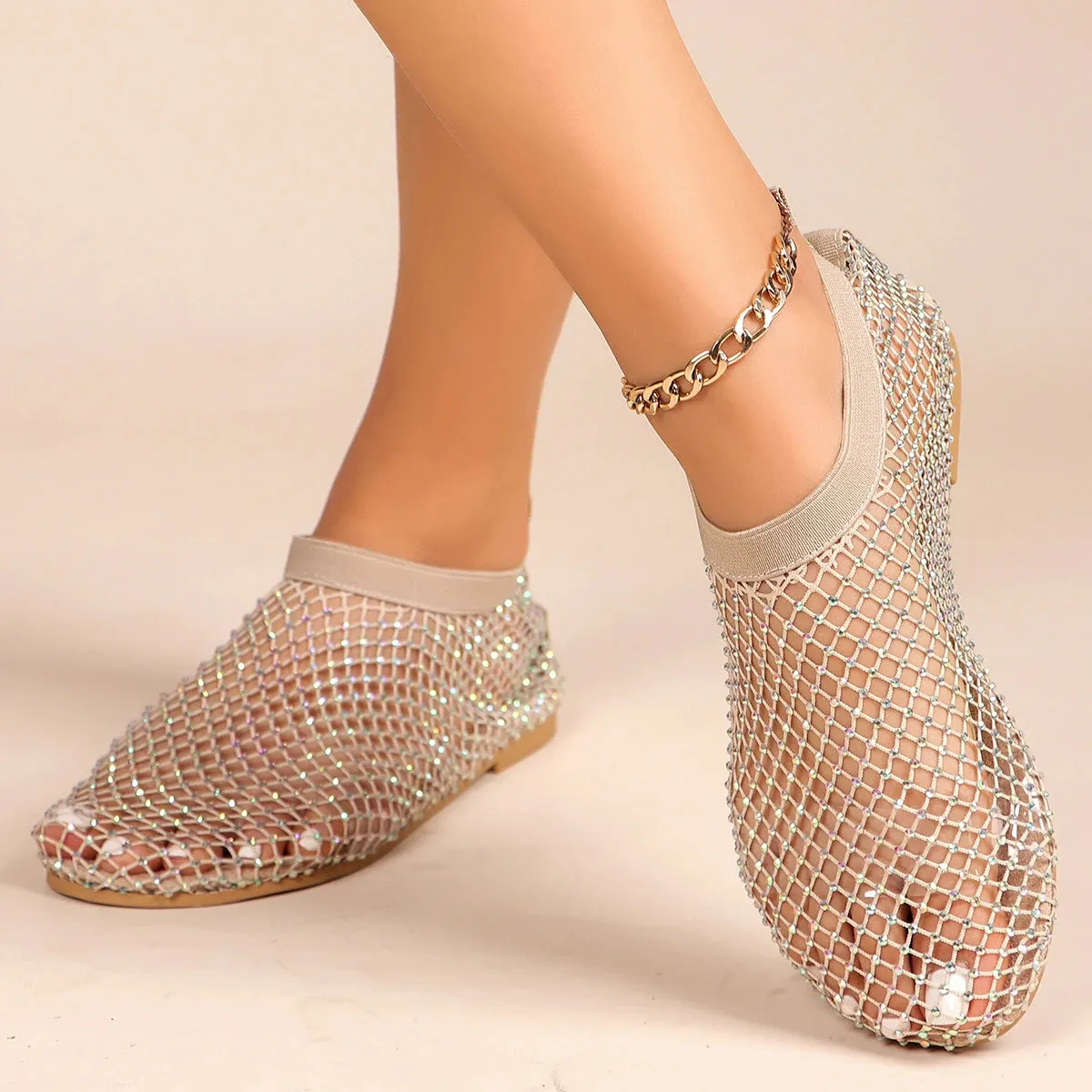 Midnight Mesh Jewel Flats
