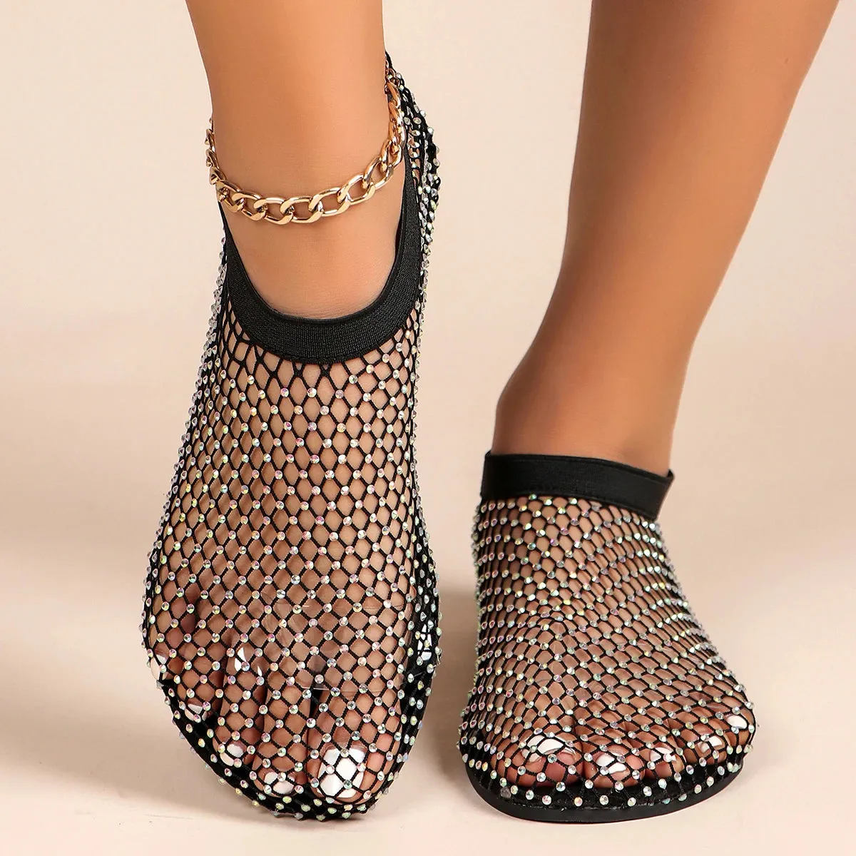 Midnight Mesh Jewel Flats
