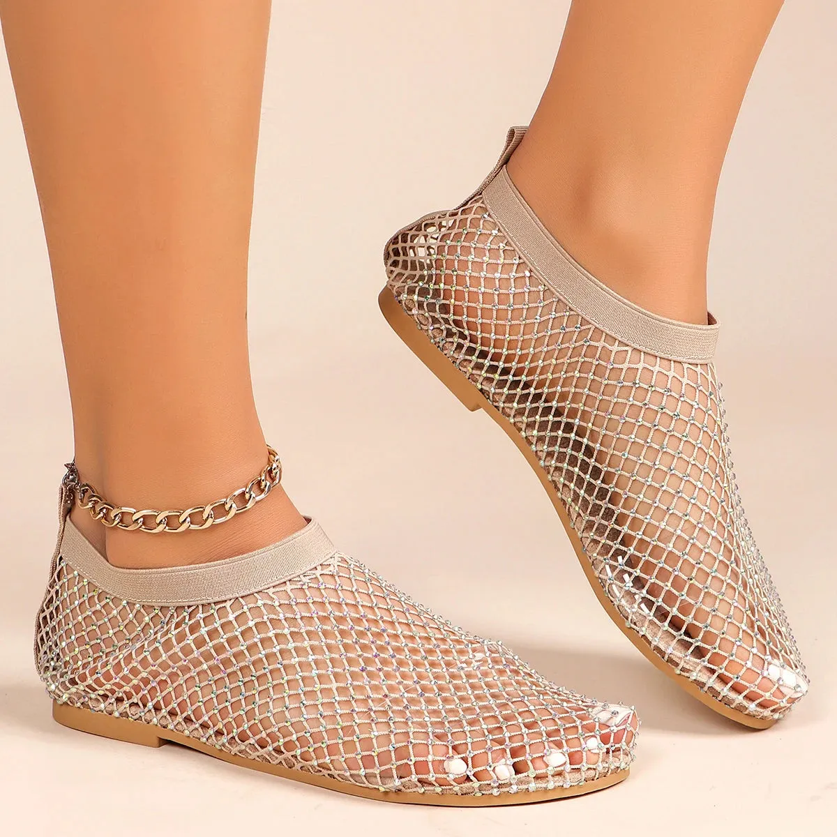 Midnight Mesh Jewel Flats