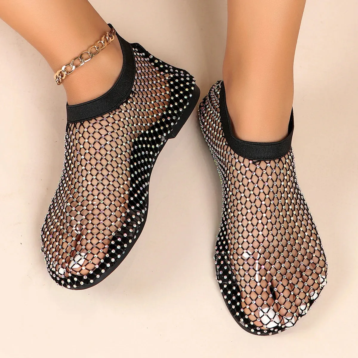 Midnight Mesh Jewel Flats