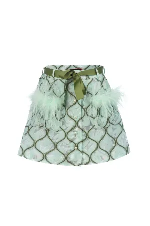 Mint Skirt With Feathers