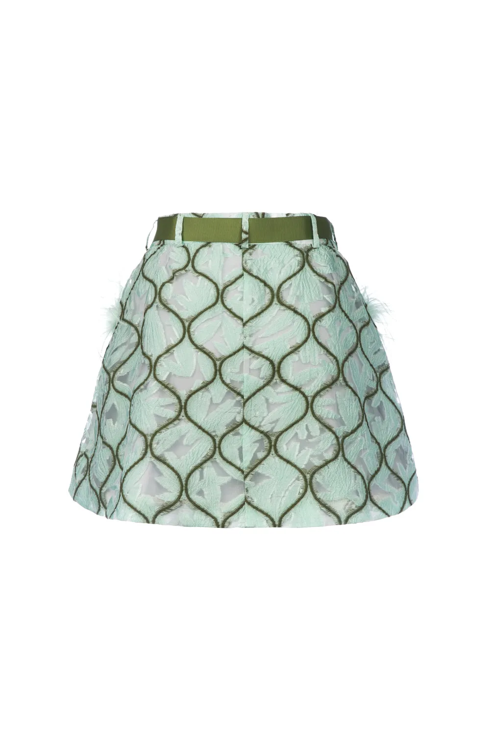 Mint Skirt With Feathers