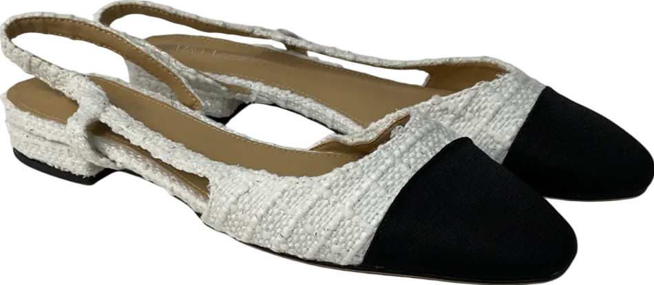 miraazzurea Cream Slingback Flats Pumps Closed Round Toe Two Toned Casual Office Shoes UK 5 EU 38 👠