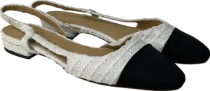 miraazzurea Cream Slingback Flats Pumps Closed Round Toe Two Toned Casual Office Shoes UK 5 EU 38 👠