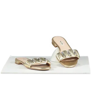 Miu Miu Metallic Gold Oversize Crystal Mordoré Mules UK 4.5 EU 37.5 👠
