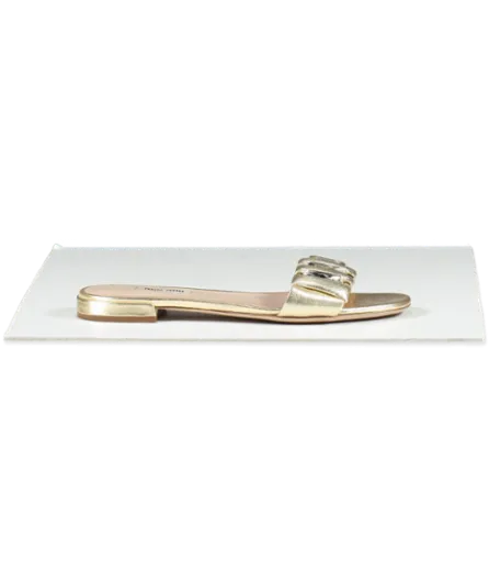 Miu Miu Metallic Gold Oversize Crystal Mordoré Mules UK 4.5 EU 37.5 👠