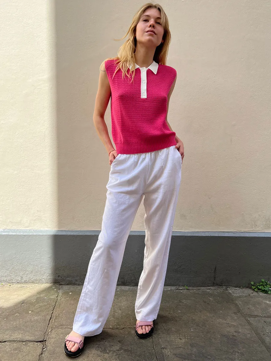 Naja 7 Linen Trousers - White