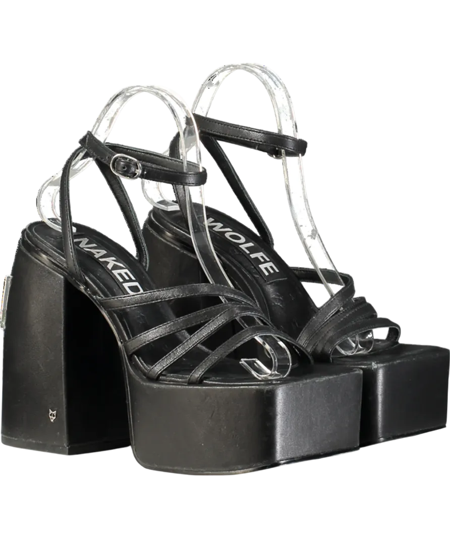 Naked Wolfe Black Jada Leather Platform Sandals UK 7 EU 40 👠