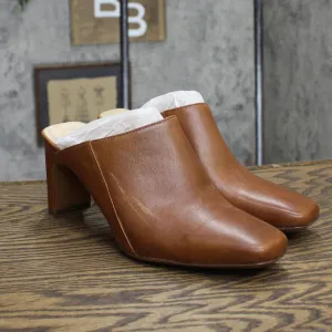 Naturalizer Womens Paloma Heeled Slip On Mules Clog H7021L3 Tawny Brown 10M