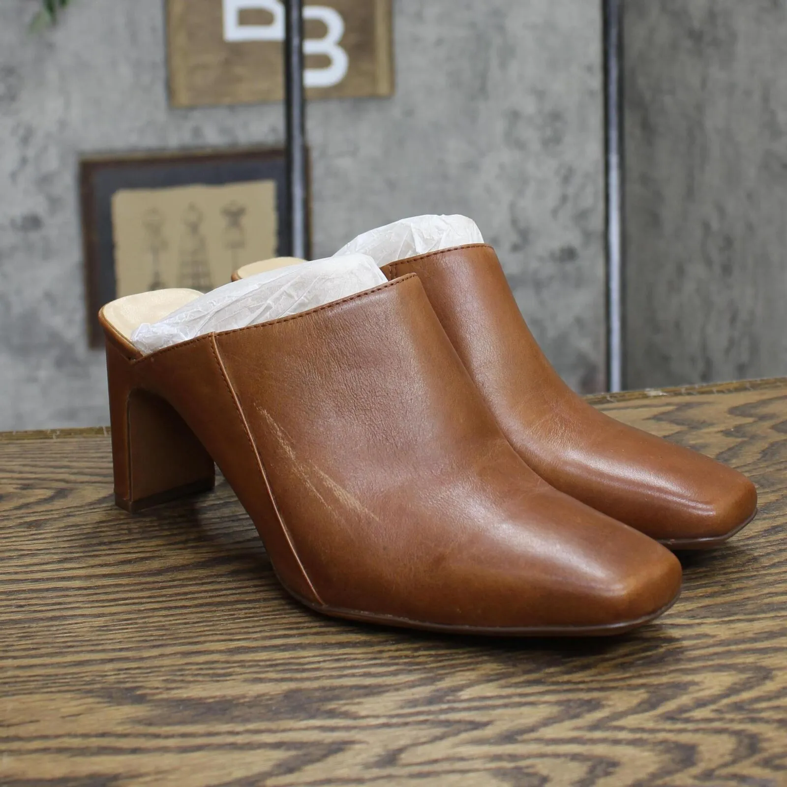 Naturalizer Womens Paloma Heeled Slip On Mules Clog H7021L3 Tawny Brown 10M