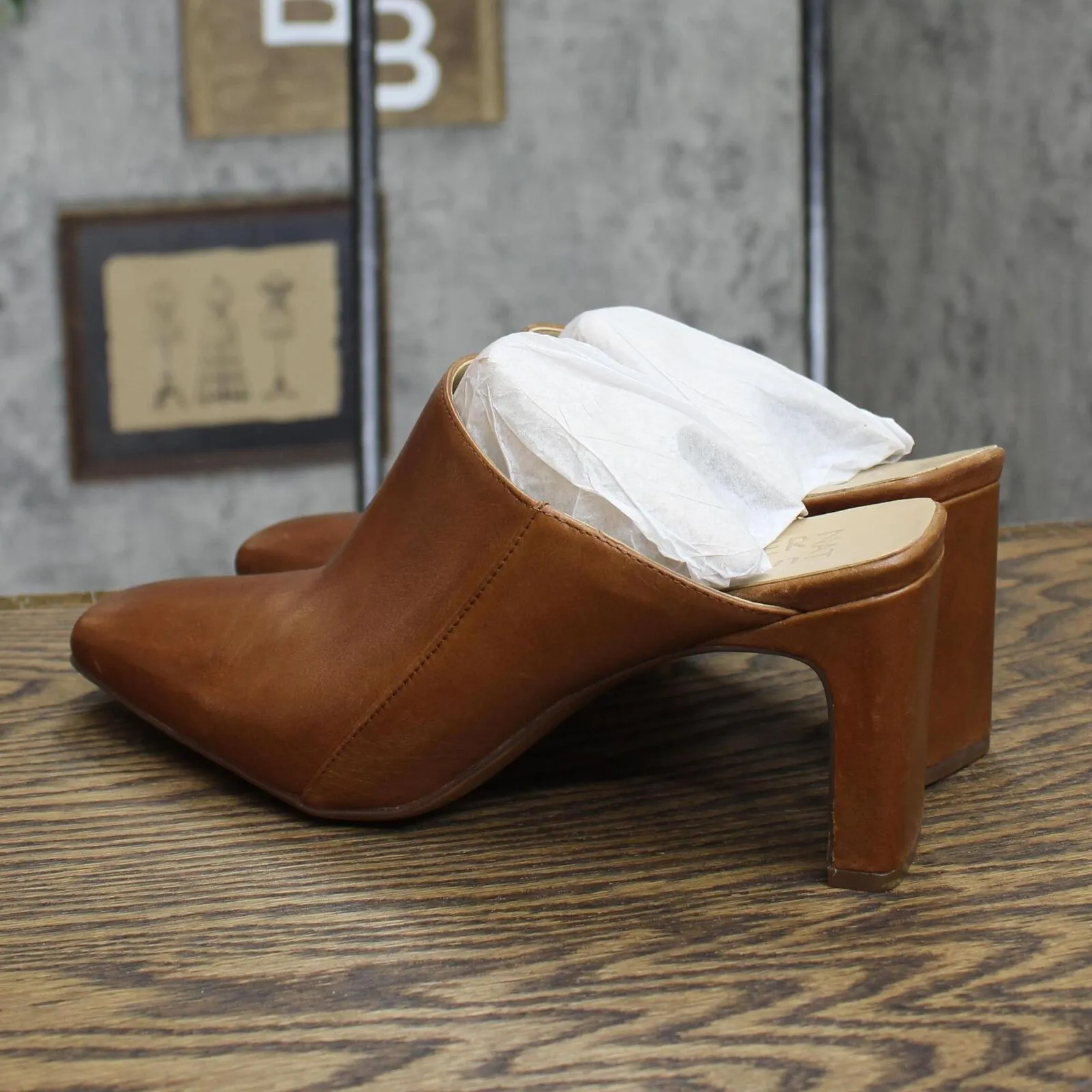 Naturalizer Womens Paloma Heeled Slip On Mules Clog H7021L3 Tawny Brown 10M