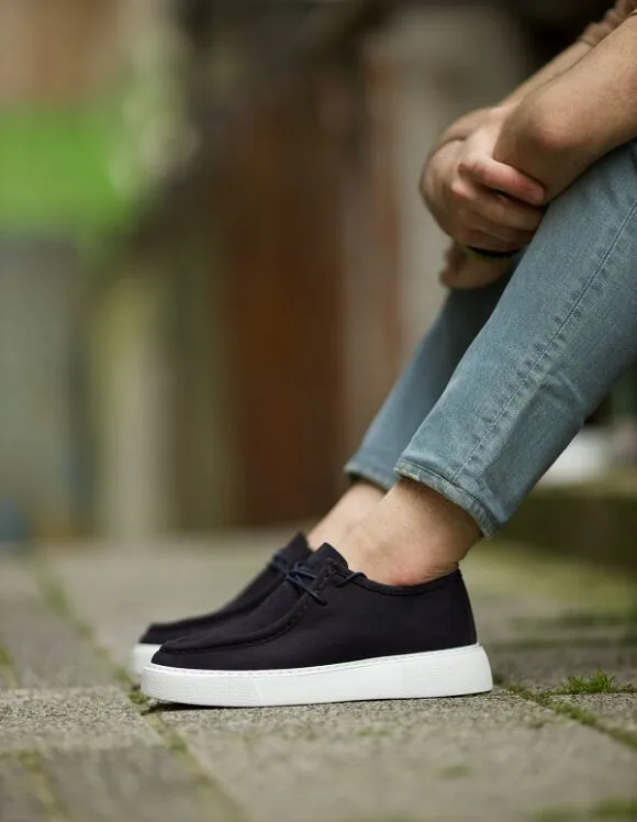 Navy Blue Nubuck Slip-On Casual Shoes