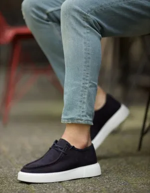 Navy Blue Nubuck Slip-On Casual Shoes