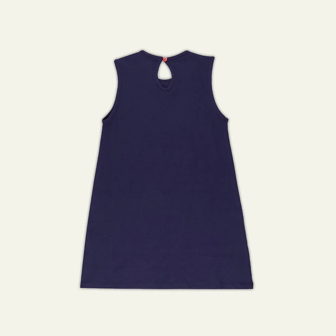 Navy Peacock Applique Dress