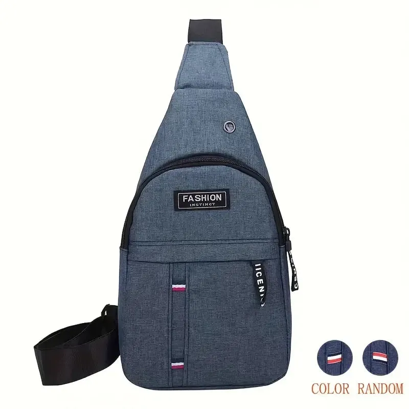 New 1pc Men's Casual Sports Small Chest Bag, Fashion New Mini Travel Crossbody Bag Blue