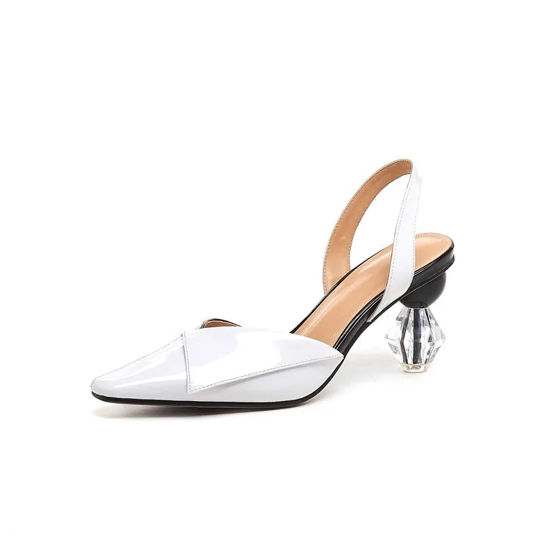 new arrival unique high heels sandals women patent leather shoes slip on summer sandals party wedding shoes woman