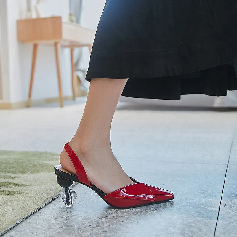 new arrival unique high heels sandals women patent leather shoes slip on summer sandals party wedding shoes woman