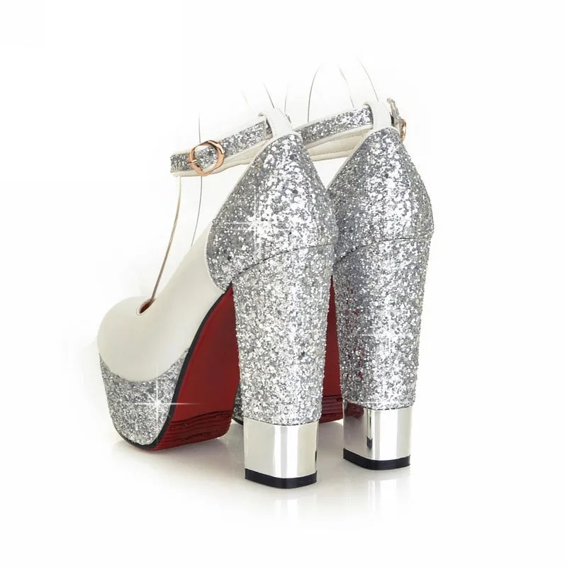New Top Quality Large Size 32-42 Bling Upper Pumps Shoes Women High Heels Sexy Party Wedding Bride Shoes Woman