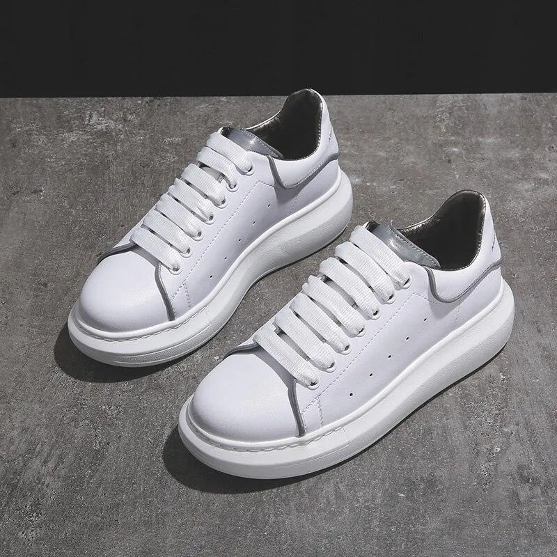new  women sneakers genuine leather platform luminous shoes