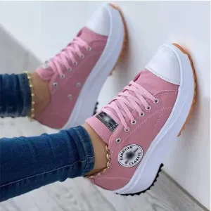 NEW Women's Lightweight Shoes Canvas Fashion Trainers, Pink Sz 7