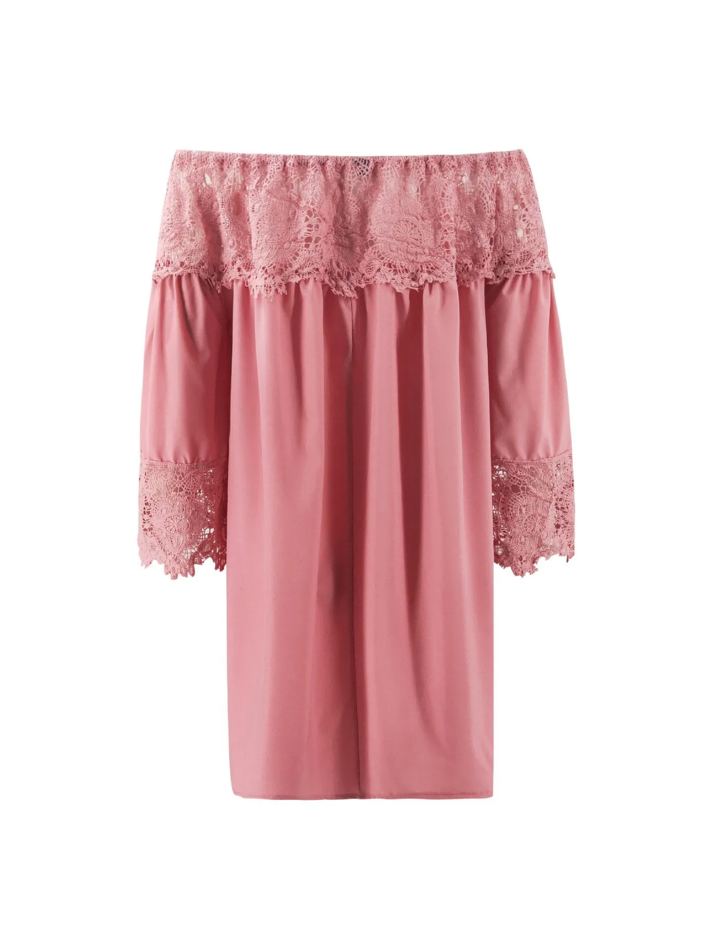 Off-shoulder Lace Stitching Dress