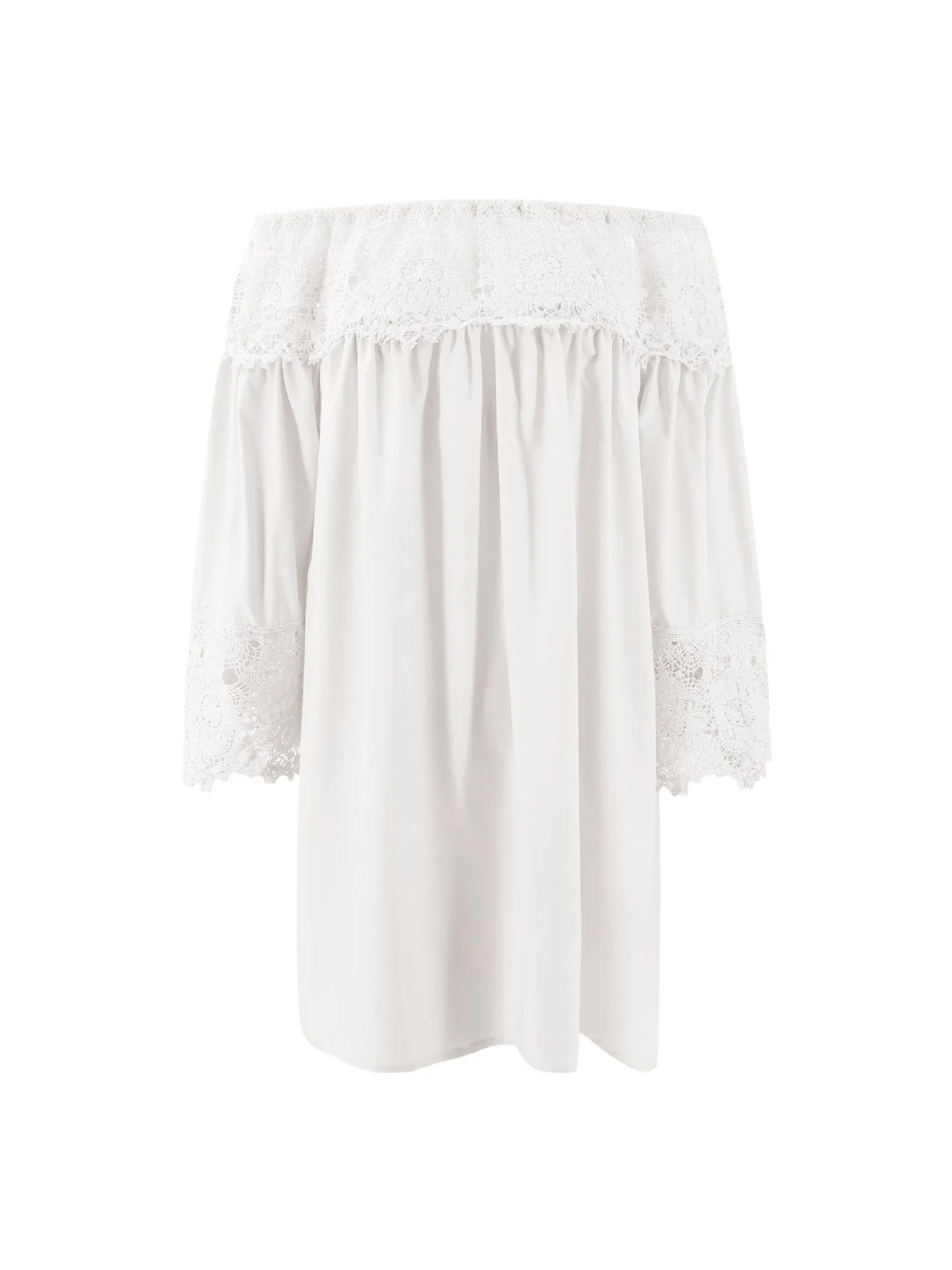 Off-shoulder Lace Stitching Dress