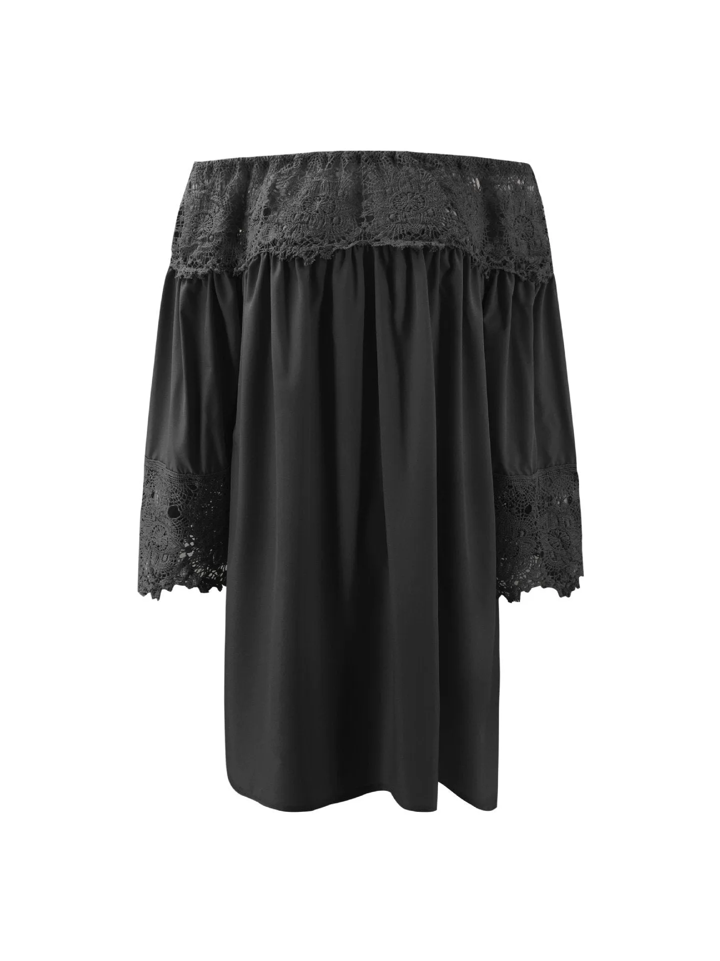 Off-shoulder Lace Stitching Dress
