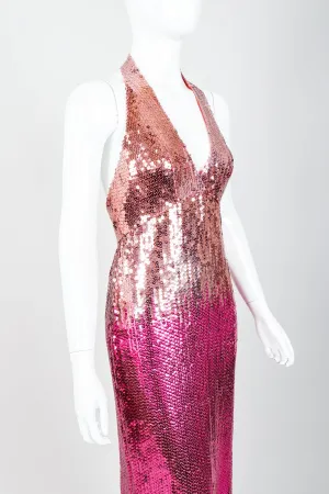 Ombré Sequin Halter Gown