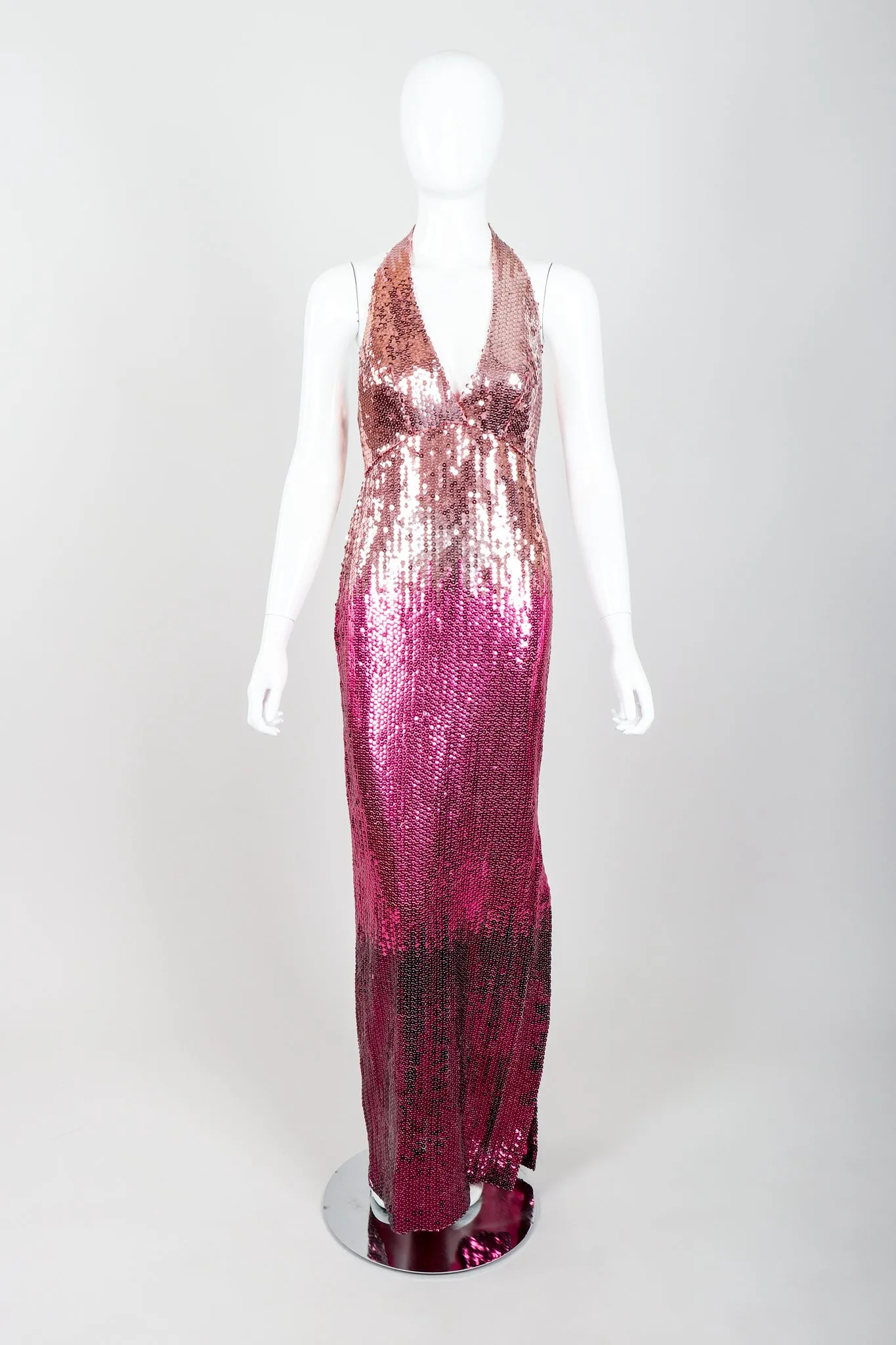 Ombré Sequin Halter Gown