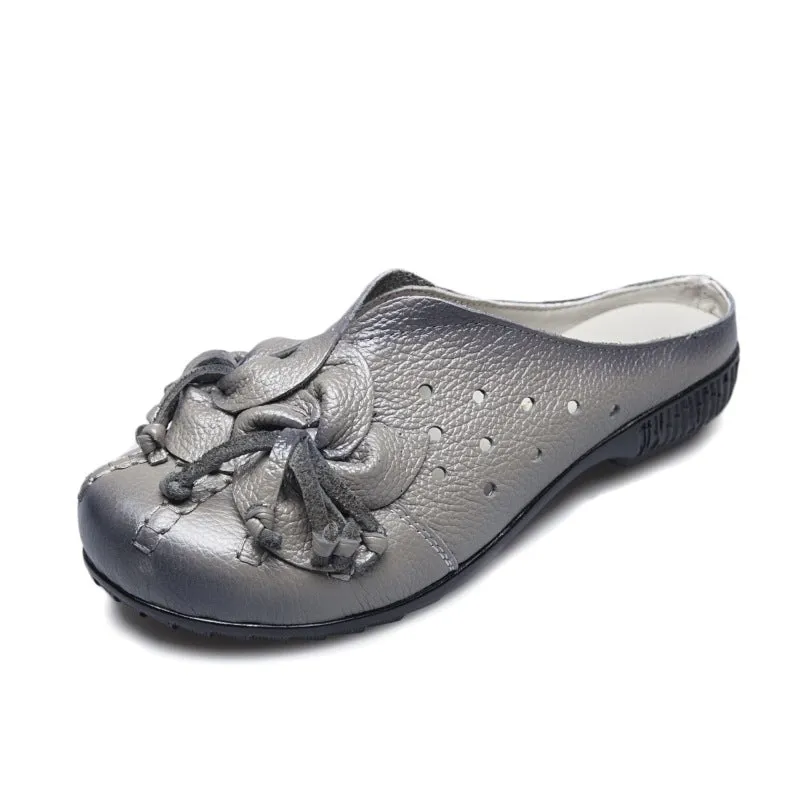 Original Handmade Leather Shoes Summer Slippers Personalized Hollow Flat Sandals