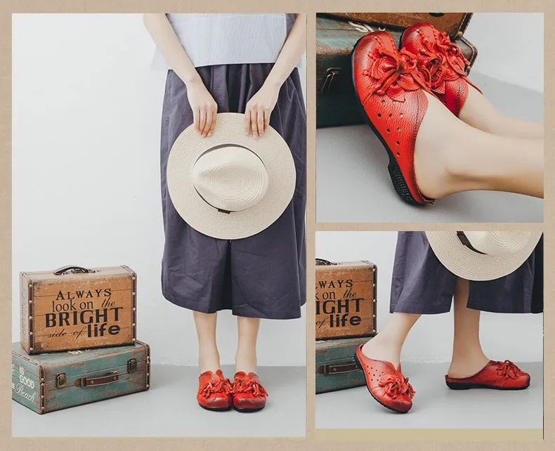 Original Handmade Leather Shoes Summer Slippers Personalized Hollow Flat Sandals