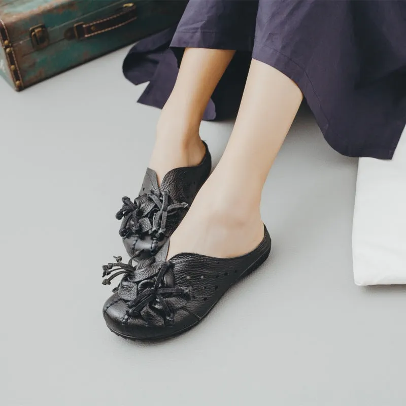 Original Handmade Leather Shoes Summer Slippers Personalized Hollow Flat Sandals