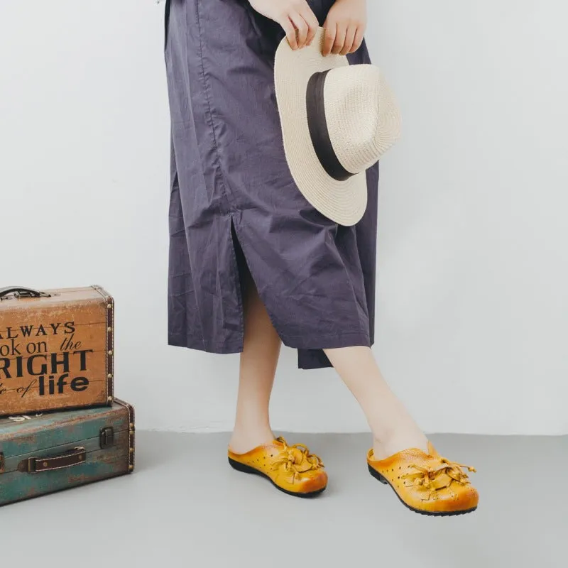 Original Handmade Leather Shoes Summer Slippers Personalized Hollow Flat Sandals