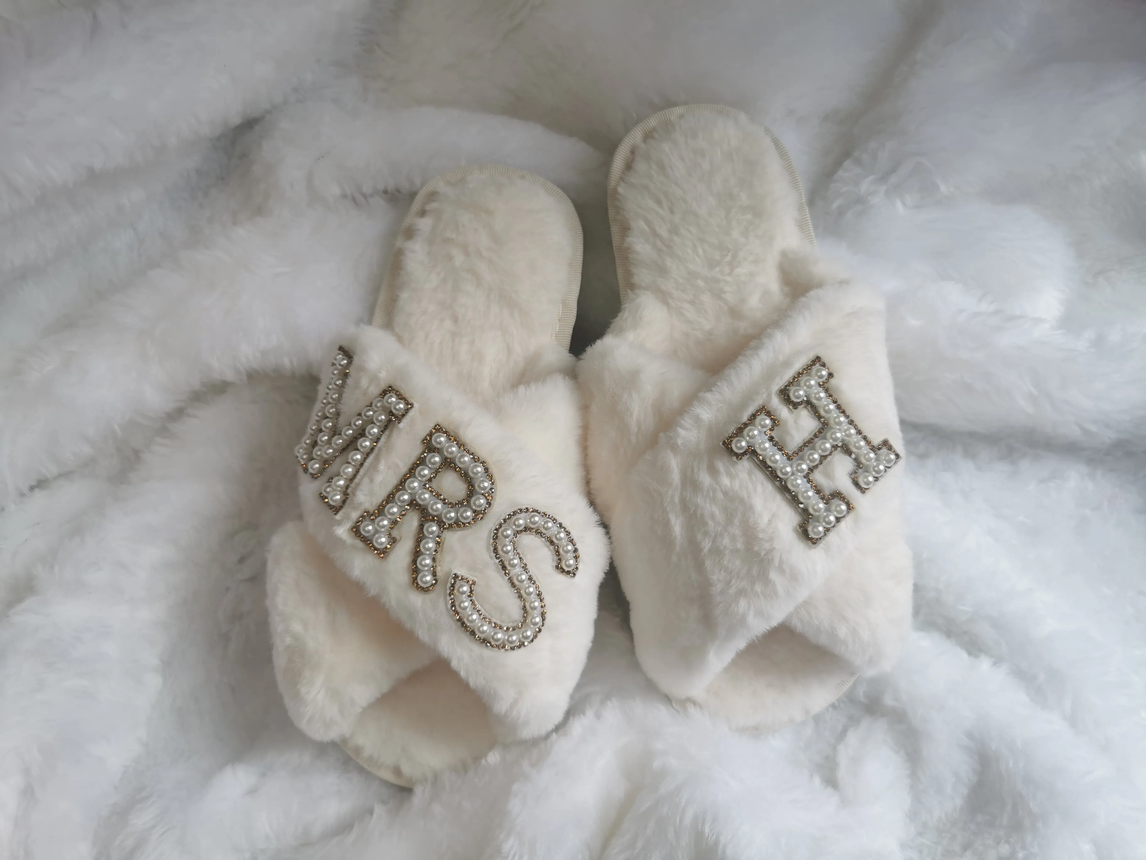 Personalised Mrs Slippers. The Perfect Comfy Bridal Shoe and Footwear for your wedding day