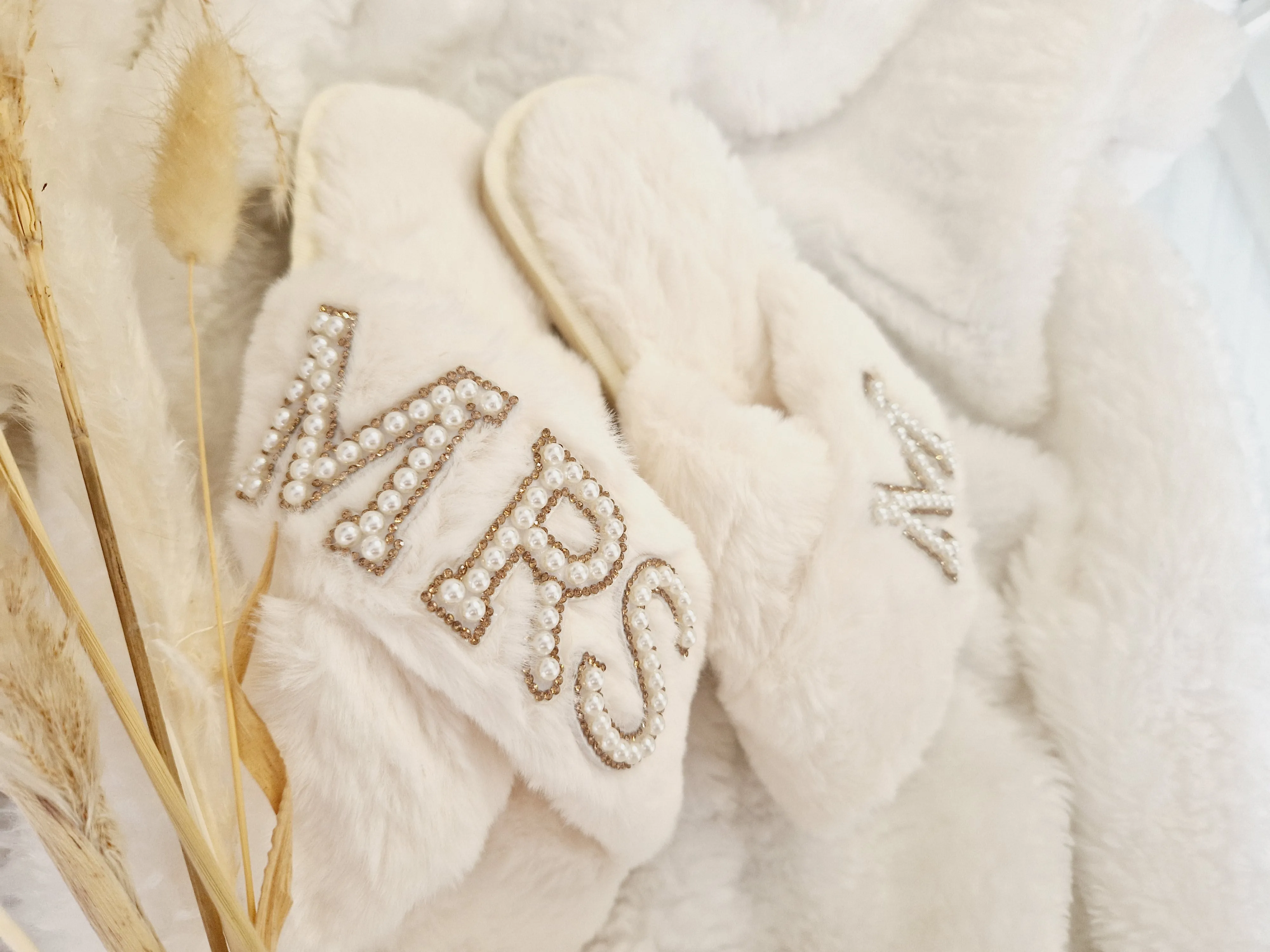 Personalised Mrs Slippers. The Perfect Comfy Bridal Shoe and Footwear for your wedding day