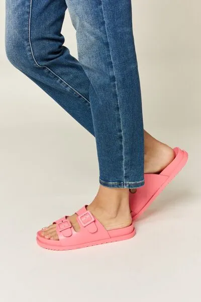 Pink Double Buckle Open Toe Sandals